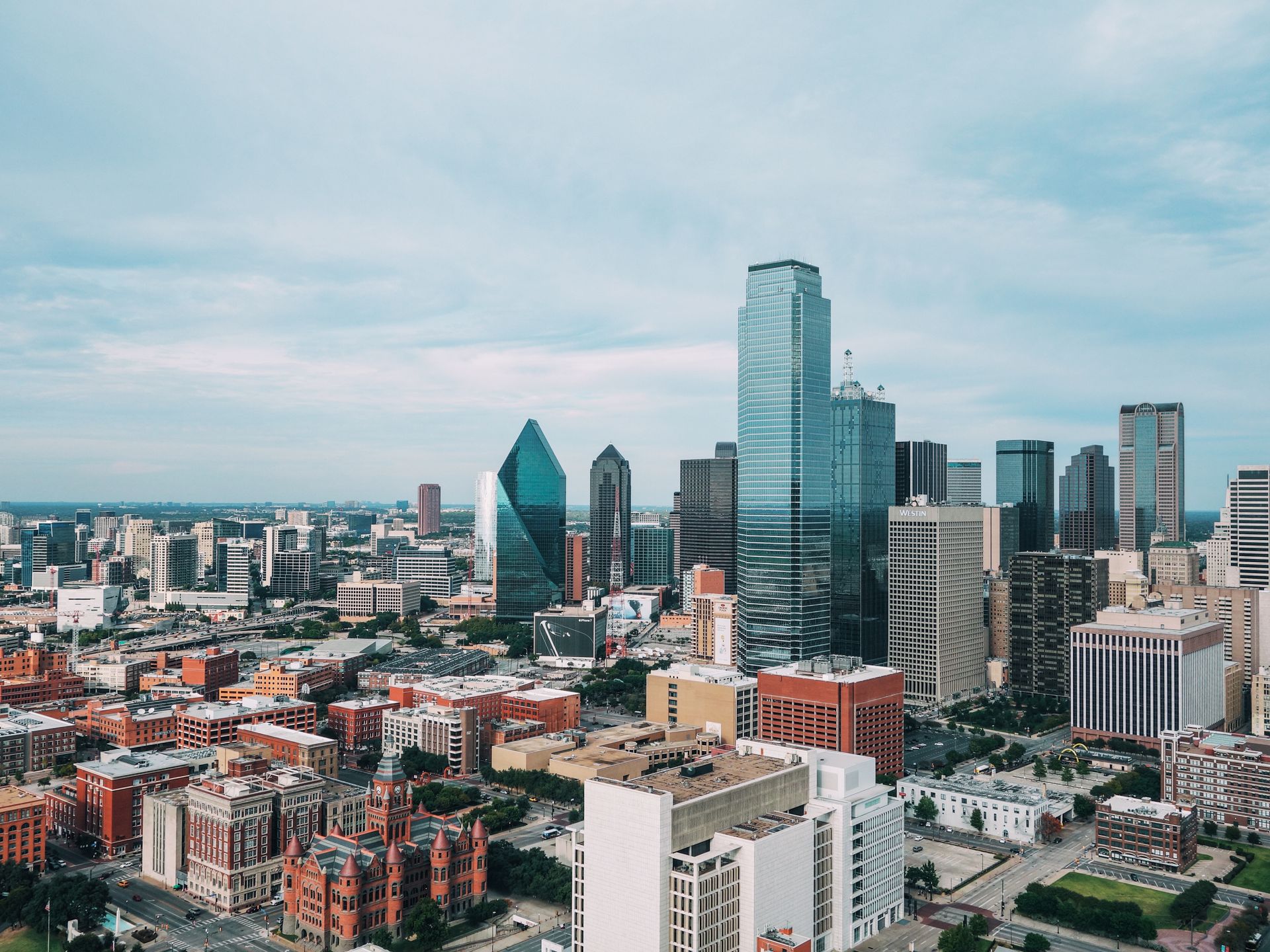 Aerial view of the Dallas skyline in daylight